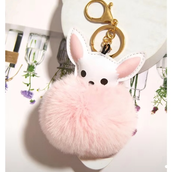 Cute Teacup Chihuahua Puppy Plush 
Women Puff Ball Keychain - Picture 1 of 4